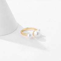 Fashion S925 Sterling Silver Inlaid Pearl Opening Ring Female sku image 1