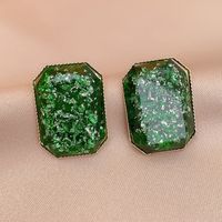 Fashion Retro Green Resin Square Geometric Earrings Alloy Stud Earrings sku image 1