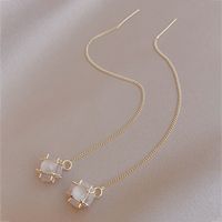 Simple Opal Earrings Fashion Geometric Long Alloy Drop Earrings sku image 1