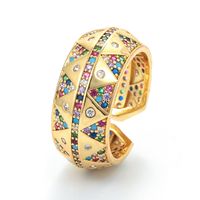 Fashion Diamond Zircon Copper Plated 18k Gold Geometric Copper Ring sku image 1