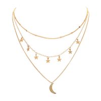 Jewelry Simple Fashion Star Tassel Moon Crescent Multi-layer Alloy Necklace sku image 1