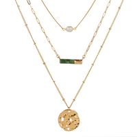 Fashion Green Natural Stone Female Simple Alloy Multi-layer Necklace Accessories sku image 1