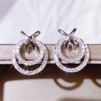 Fashion Diamond-studded Cute Butterfly Hollow Ring Copper Earrings Wholesale sku image 1