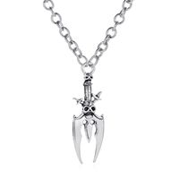 Halloween Gift Double Sword Skull Gothic Old Collarbone Alloy Necklace sku image 1