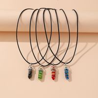 Retro Ethnic Color Ladies Jewelry Alloy Necklace Crystal Hexagonal Pillar 4-piece Set sku image 1
