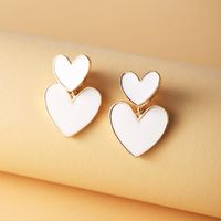 Creative Three-dimensional Peach Heart Checkerboard Stud Earrings Female sku image 3