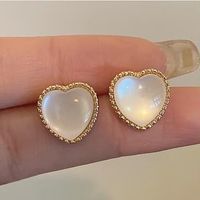 Creative Three-dimensional Peach Heart Checkerboard Stud Earrings Female sku image 1