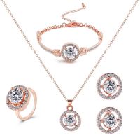 Baroque Crown Three-piece Wedding Full Diamond Jewelry Alloy Set sku image 4