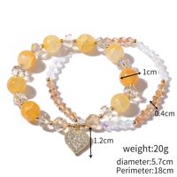 Two-piece Orange Crystal Heart Pendent Transfer Beads Bracelet sku image 1