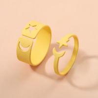 Fashion Simple Star-moon Ring Solid Color Alloy Open Ring sku image 2