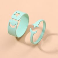 Fashion Simple Star-moon Ring Solid Color Alloy Open Ring sku image 3
