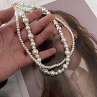 Fashion Retro Bright Pearl Multi-layer Beaded Necklace Clavicle Chain sku image 3