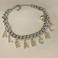 Fashion Thick Full Diamond Letter Pendant Collarbone Alloy Chain sku image 1