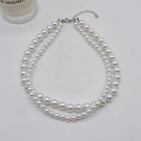 Fashion Court Double-layer Pearl Female Alloy Necklace Choker sku image 1