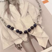 Black Pearl Simple Double-layer Stitching Non-fading Collarbone Stainless Steel Chain main image 5