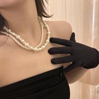 Mode Retro Helle Perle Mehrschichtige Perlenkette Schlüsselbeinkette main image 4