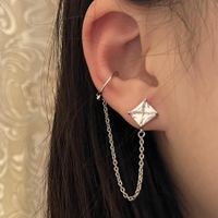Square Diamond Chain Tassel Ear Bone Clip Studs Long Retro Female main image 3