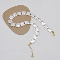 New Square Bead Necklace Retro Baroque Shaped Pearl Alloy Clavicle Chain main image 4