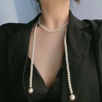 Chaîne De Clavicule Pull Multicouche Femme Longue Perle Artificielle Palais Rétro main image 1