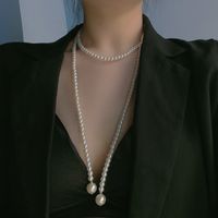 Chaîne De Clavicule Pull Multicouche Femme Longue Perle Artificielle Palais Rétro main image 3
