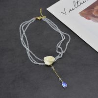 Retro Camellia Crystal Pendant Collarbone Rose Multi-layer Alloy Necklace Female main image 5