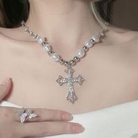 Cross Men's And Women's Sweater Fashion Pearl Alloy Necklace Pendant main image 2