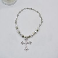 Cross Men's And Women's Sweater Fashion Pearl Alloy Necklace Pendant main image 4
