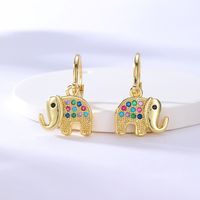 Fashion Copper Plated 18k Gold Colored Zirconia Elephant Earrings main image 1