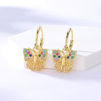 Fashion Copper 18k Gold Plated Colorful Zircon Butterfly Buckle Earrings main image 1