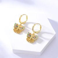 Fashion Copper 18k Gold Plated Colorful Zircon Butterfly Buckle Earrings main image 3