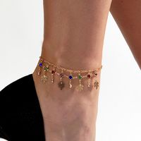 Fashion Ethnic Copper Electroplating 18k Gold Color Diamond Maple Leaf Anklet main image 1