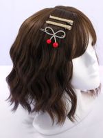 3 Pièces Fashion Red Cherry Bow Bangs Clip Gold Hair Clip Set main image 5