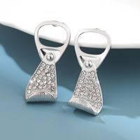 Women's Earrings Korean Simple Easy Pull Ring Copper Diamond Earrings sku image 1