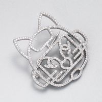 Classic Cartoon Cute Cat Copper Inlaid Zircon Brooch main image 4