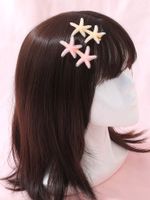 2 Piece Creative Pink Orange Starfish Ladies Hair Clip Set main image 5