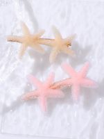 2 Piece Creative Pink Orange Starfish Ladies Hair Clip Set main image 6