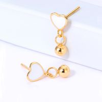 Creative Simple Stainless Steel Electroplating 18k Gold Heart Bead Pendant Earrings main image 3