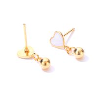 Creative Simple Stainless Steel Electroplating 18k Gold Heart Bead Pendant Earrings main image 4