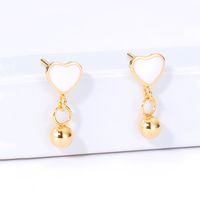 Creative Simple Stainless Steel Electroplating 18k Gold Heart Bead Pendant Earrings sku image 1