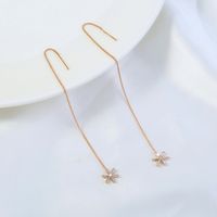 Nouvelle Fleur Zircon Pendentif Gland Percé Boucles D&#39;oreilles Ligne D&#39;oreille En Cuivre main image 9