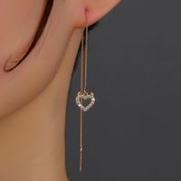 New Copper Micro-inlaid Zircon Heart Pendant Korean Tassel Earrings main image 1