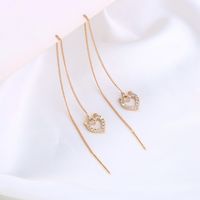 New Copper Micro-inlaid Zircon Heart Pendant Korean Tassel Earrings main image 5