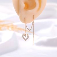 New Copper Micro-inlaid Zircon Heart Pendant Korean Tassel Earrings main image 6