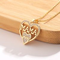 New Letter Heart-shaped Mama Pendant Copper Inlaid Zircon Necklace main image 1