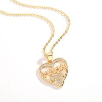 New Letter Heart-shaped Mama Pendant Copper Inlaid Zircon Necklace main image 4
