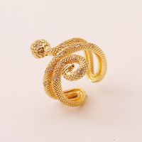 Hip-hop Exaggerated Geometric Double-layer Snake-shaped Copper Tail Ring main image 3