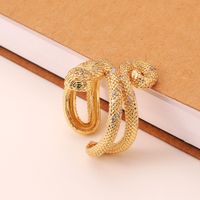 Hip-hop Exaggerated Geometric Double-layer Snake-shaped Copper Tail Ring main image 4