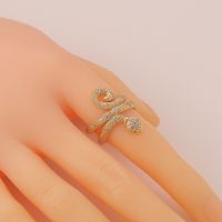 Hip-hop Exaggerated Geometric Double-layer Snake-shaped Copper Tail Ring main image 5