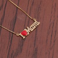 Heart Moon Letter Mama Pendant Copper Necklace main image 4