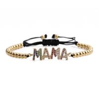 English Letters Color Zircon Mama Mother's Day Copper Bracelet main image 4